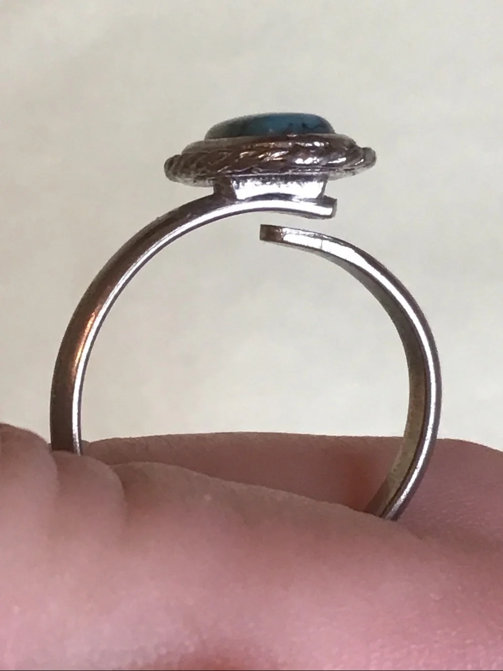 Two Vintage Turquoise Silver-toned Rings, Adjustable